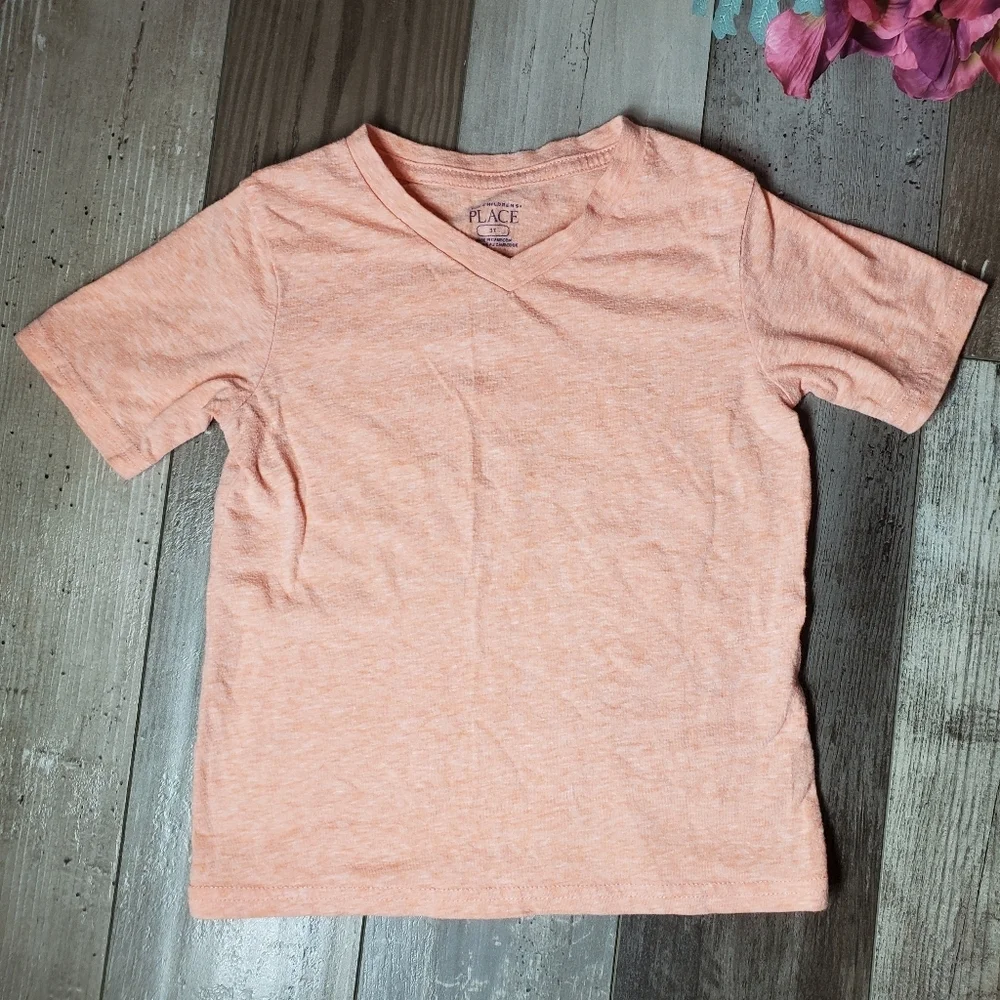 The Children's Place Orange V-Neck Casual T-Shirt Size 3T Toddler Boy